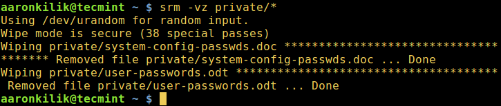 srm - Securely Delete Files in Linux