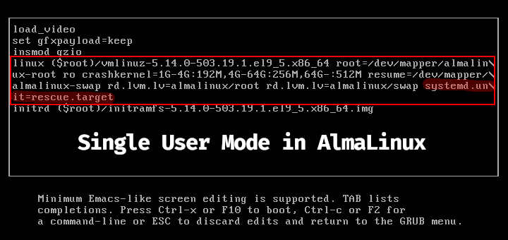 Single User Mode in AlmaLinux